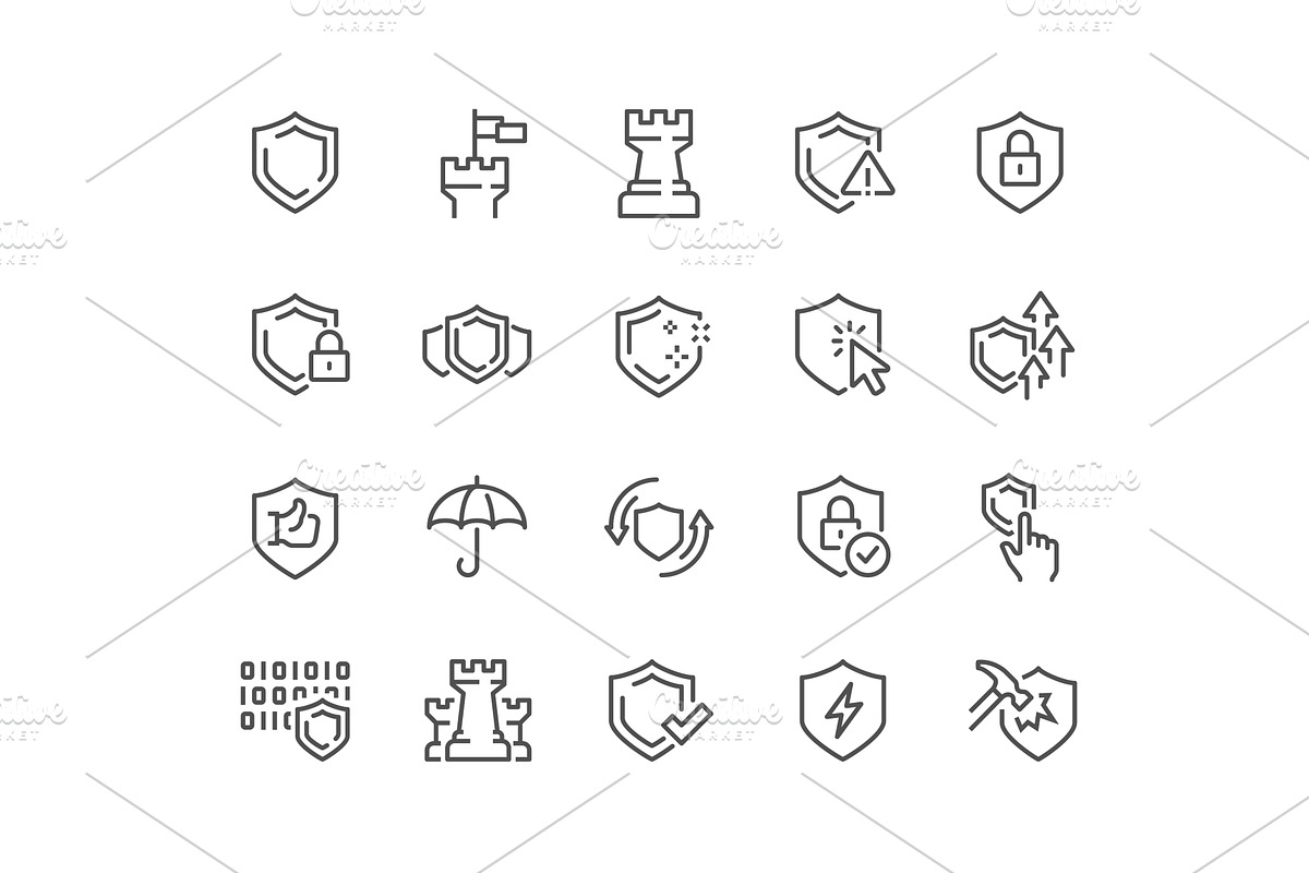 Line Defense Icons, a Technology Illustration by Davooda