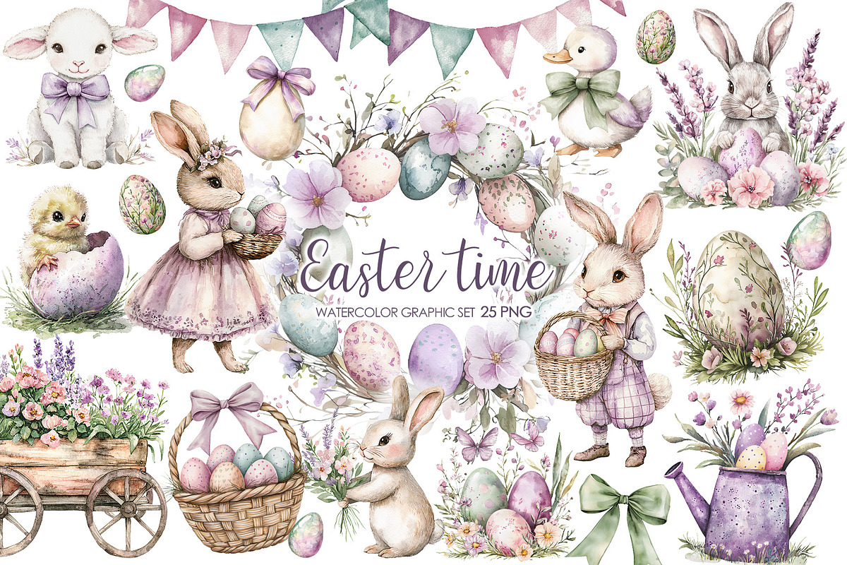 Watercolor Easter Bunny Clipart, a Graphic by AquarelleSpace (Photo 1 of 4)