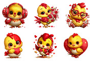 Whimsical Valentine Chicken Clipart, an Illustration by Dream Creation (Thumbnail 5 of 6)