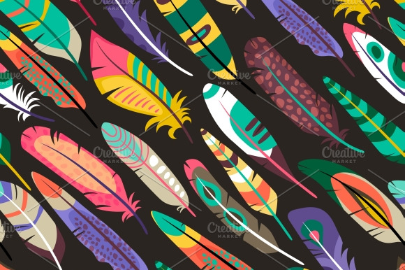 Seamless Pattern With Feathers