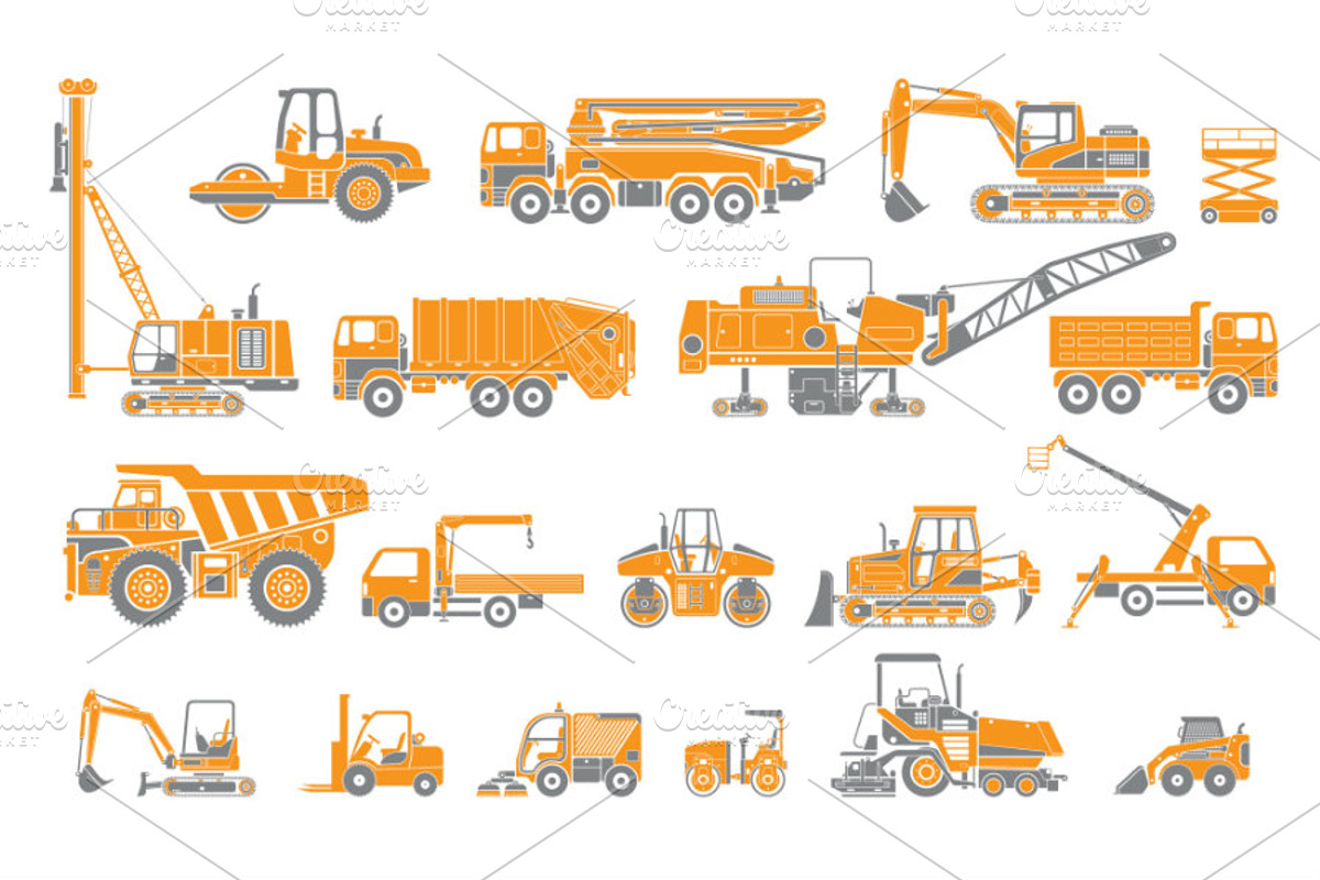 Big set of construction equipment, a Transportation Illustration by WINS Doodle shop (Photo 2 of 7)