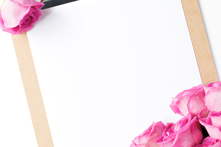 Pink Roses & Clipboard Stock Photo, a Background Photo by Savvy Stock Shop