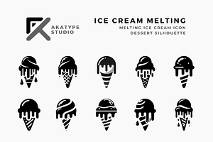 Melting Ice Cream Icon Vector, an Icon by Akatype Studio