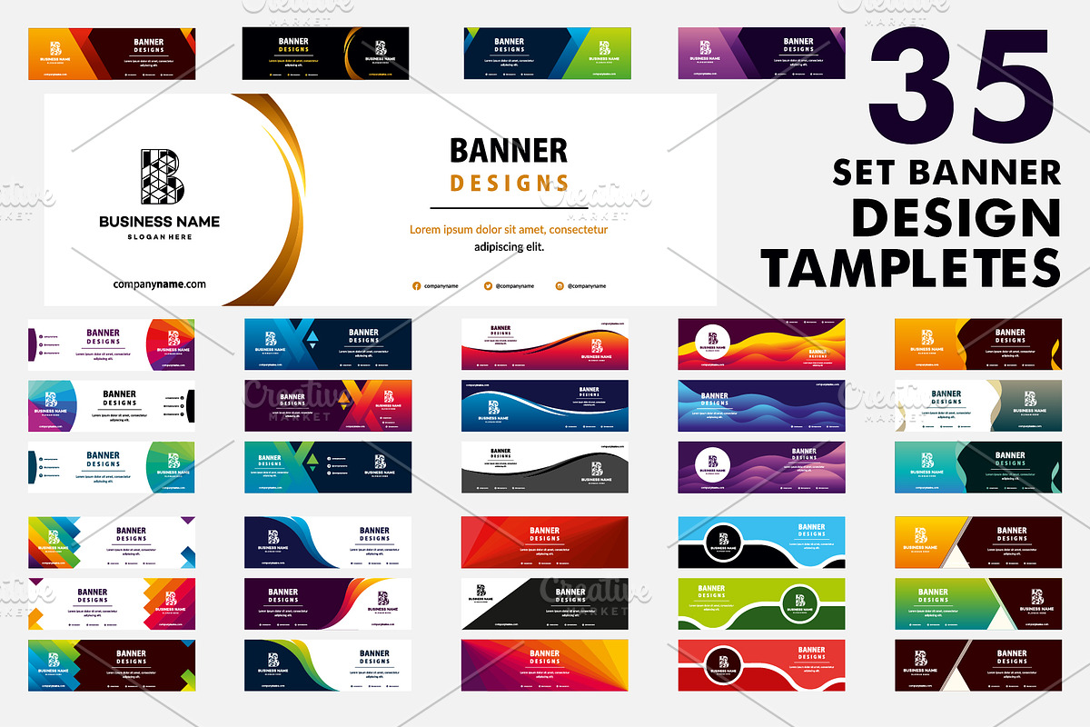Set Business web horizontal banner, a Background Graphic by Lucky Creative (Photo 1 of 3)
