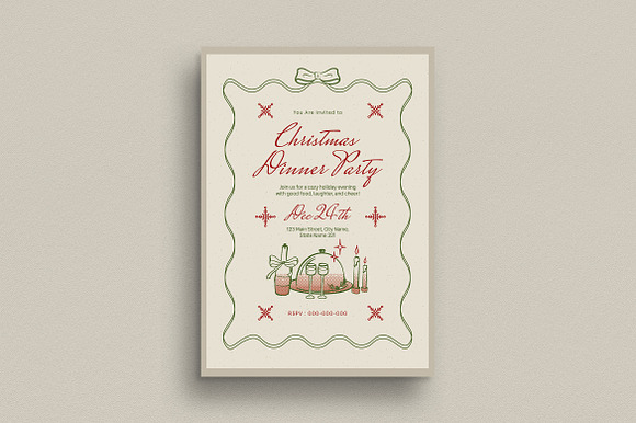 Rustic Christmas Dinner Invitation preview 4