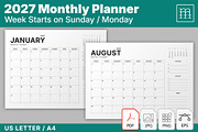 2027 Monthly Planner (MP049-27-L2), a Stationery Template by mikhailmorosin (Thumbnail 1 of 7)