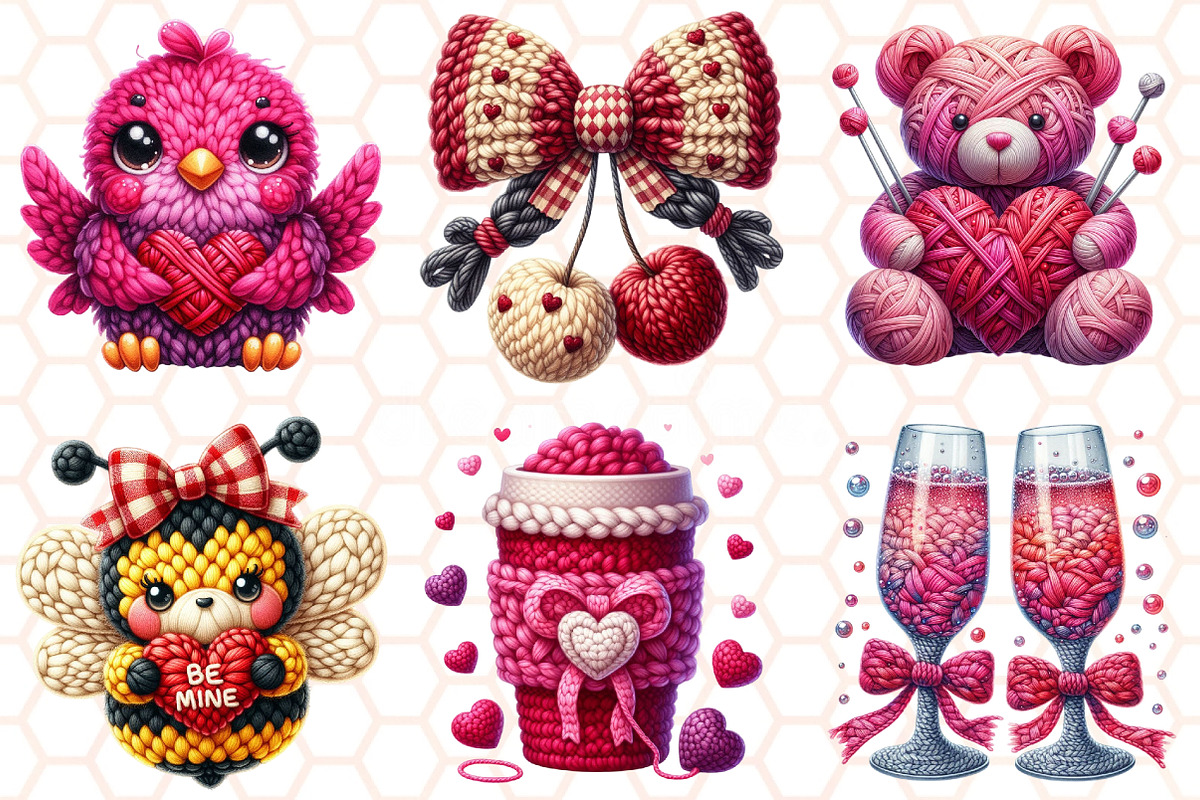 Valentine Faux Crochet Png Bundle, an Illustration by RobertsArt (Photo 4 of 10)