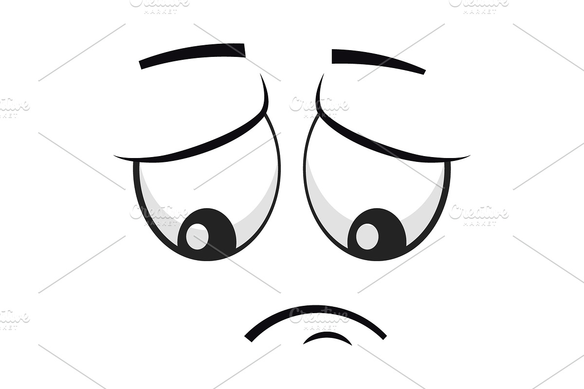 Cartoon emoji face with sad eyes, a Person Illustration by Yayasya