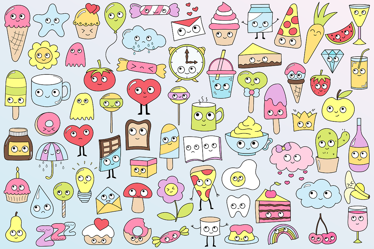 Kawaii (patterns, elements), a Decorative Illustration by My Sweet Dreams (Photo 3 of 4)
