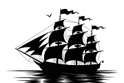 Sailing Ship Silhouette Vector, an Illustration by Amazin_art (Thumbnail 9 of 9)