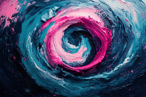 Abstract Swirling Pink and Teal Oil, a Photo by Pixeness Studio