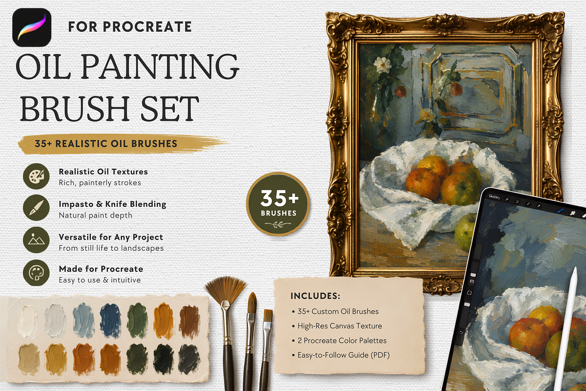 Oil & Thick Impasto for Procreate, a Brush Add-On by Wicked Creative (Photo 1 of 12)