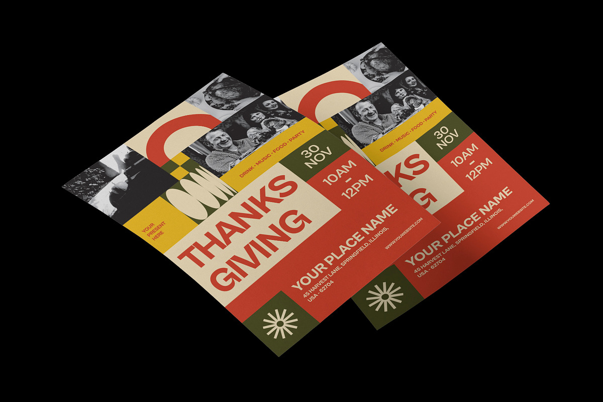 Thanksgiving Retro Vibes Flyer preview 3