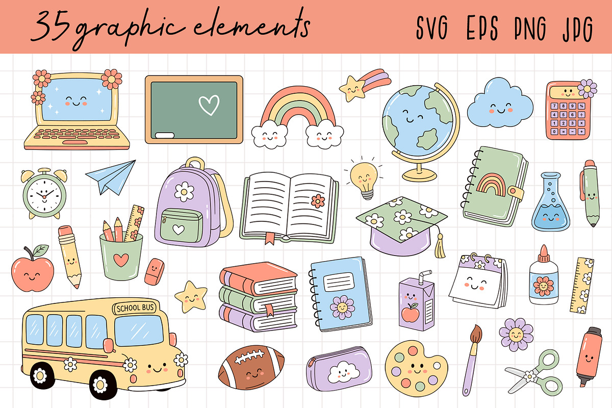 Back to School Vector Clipart Pack, an Education Illustration by NataKa (Photo 2 of 4)