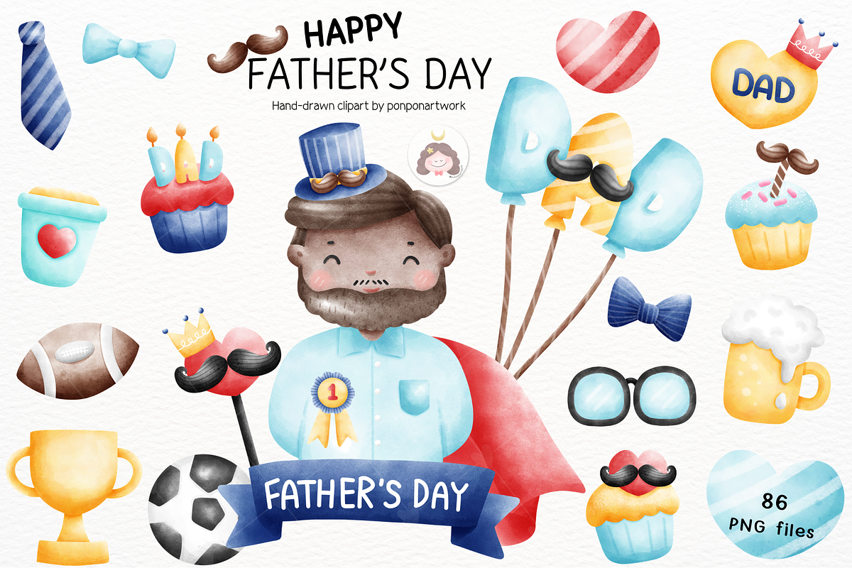 Father's day clipart, Dad clipart, a Seasonal Illustration by ponponartwork (Photo 1 of 8)