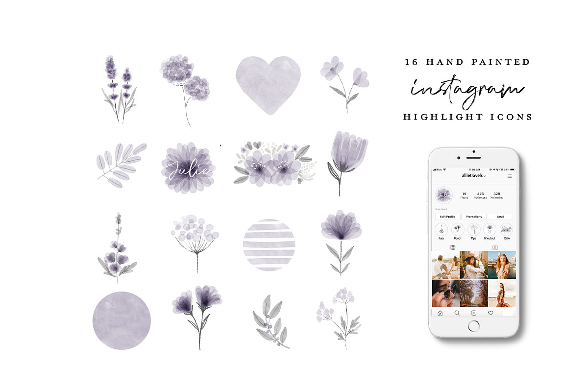 64 Watercolor Instagram Highlight, a Work Illustration by beatriceviyiwi (Photo 4 of 5)