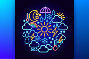 Weather Neon Vector Icons Set, an Outline Icon by Anna_leni (Thumbnail 6 of 11)