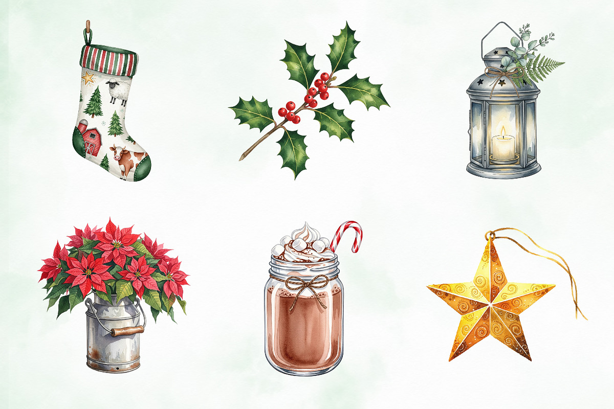Christmas Farm Clipart Collection, an Illustration by Creative Art (Photo 6 of 9)