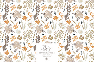 Beige Floral Patterns - Vector Set