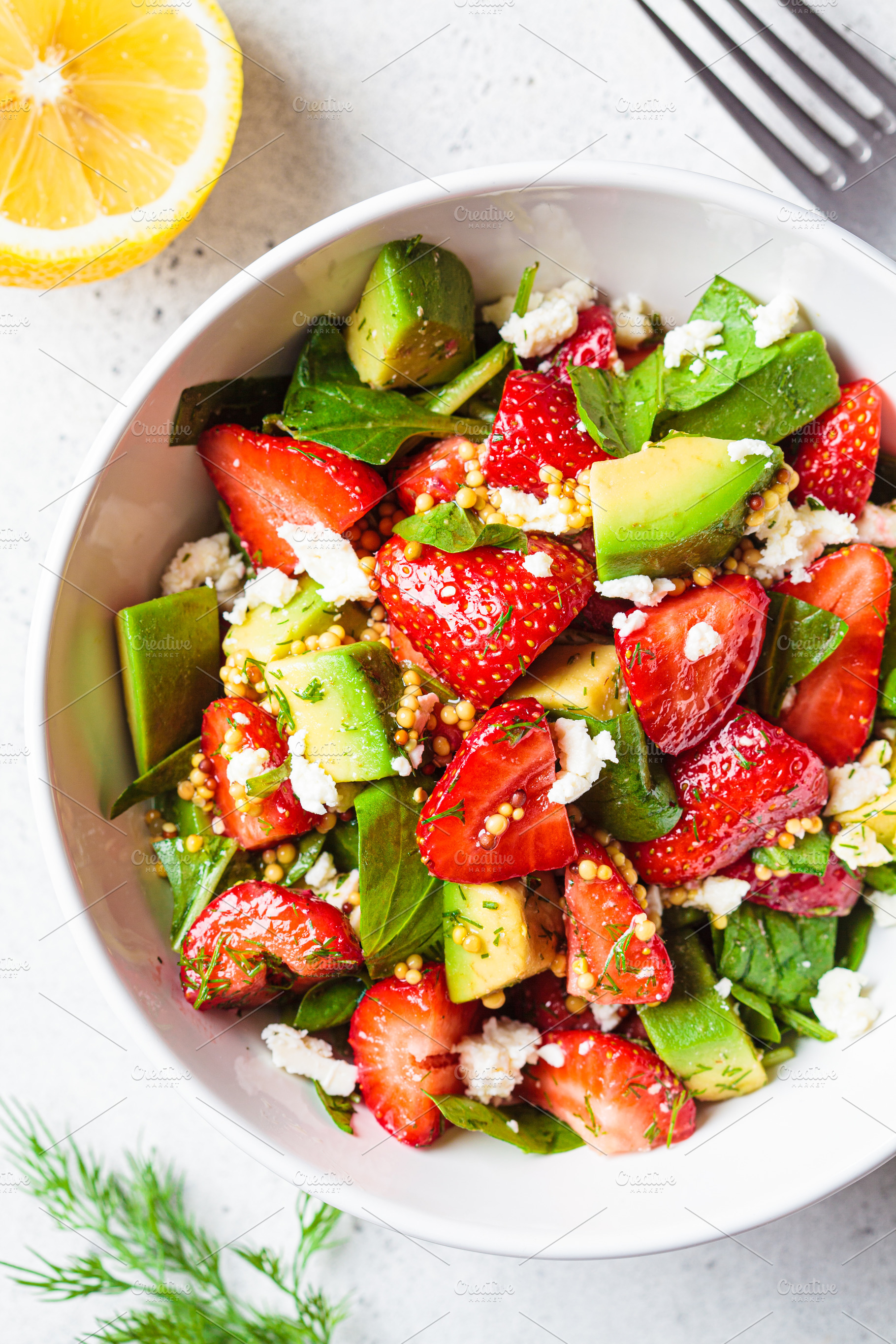 Strawberry, avocado and feta salad, a Food & Drink Photo by vaaseenaa