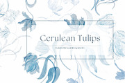 Watercolor Pattern Blue Tulips, a Pattern Graphic by MouseGrey (Thumbnail 1 of 7)