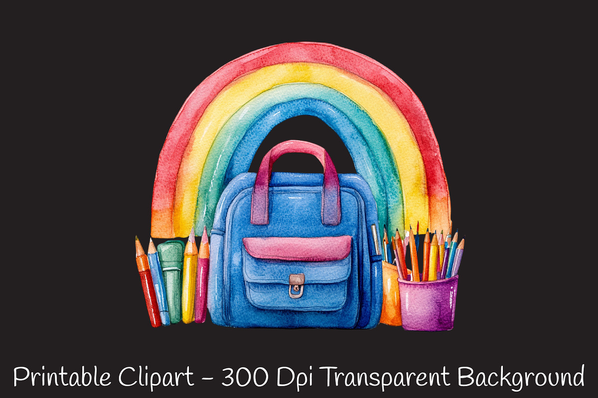 Cute Smiling Rainbow Watercolor Clip, an Illustration by RobertsArt (Photo 2 of 7)