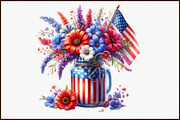 Vintage Patriotic Flowers in Jar PNG, an Illustration by Sublimation Artist (Thumbnail 3 of 6)