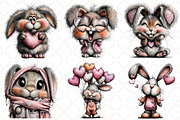 Whimsical Valentine Bunny Clipart, an Illustration by Black Bird Studio (Thumbnail 2 of 6)