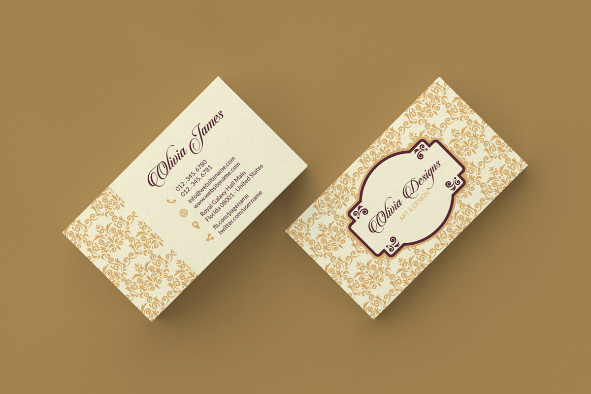 Vintage Floral Business Card, a Business Card Template by GraphicPick (Photo 1 of 3)