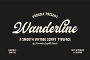 Wanderline – Vintage Script Font, a Font by MovinkGraphicStudio (Thumbnail 1 of 6)