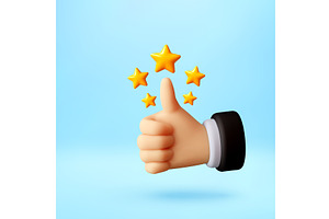 3d hand showing thumb up gesture, an Object Illustration by Abscent