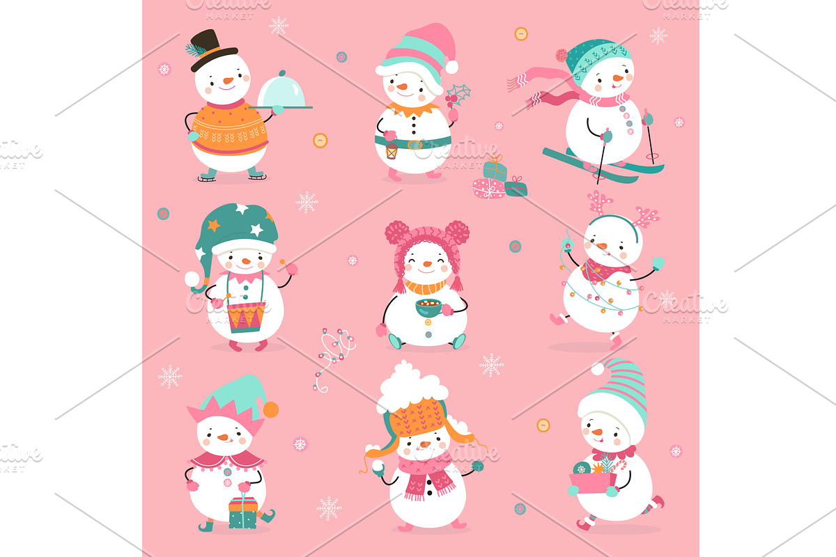 Cartoon snowman. Funny snowmen, an Object Illustration by Valerie Bodnar