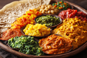 Traditional ethiopian meal - injera, a Food & Drink Photo by MistyDay
