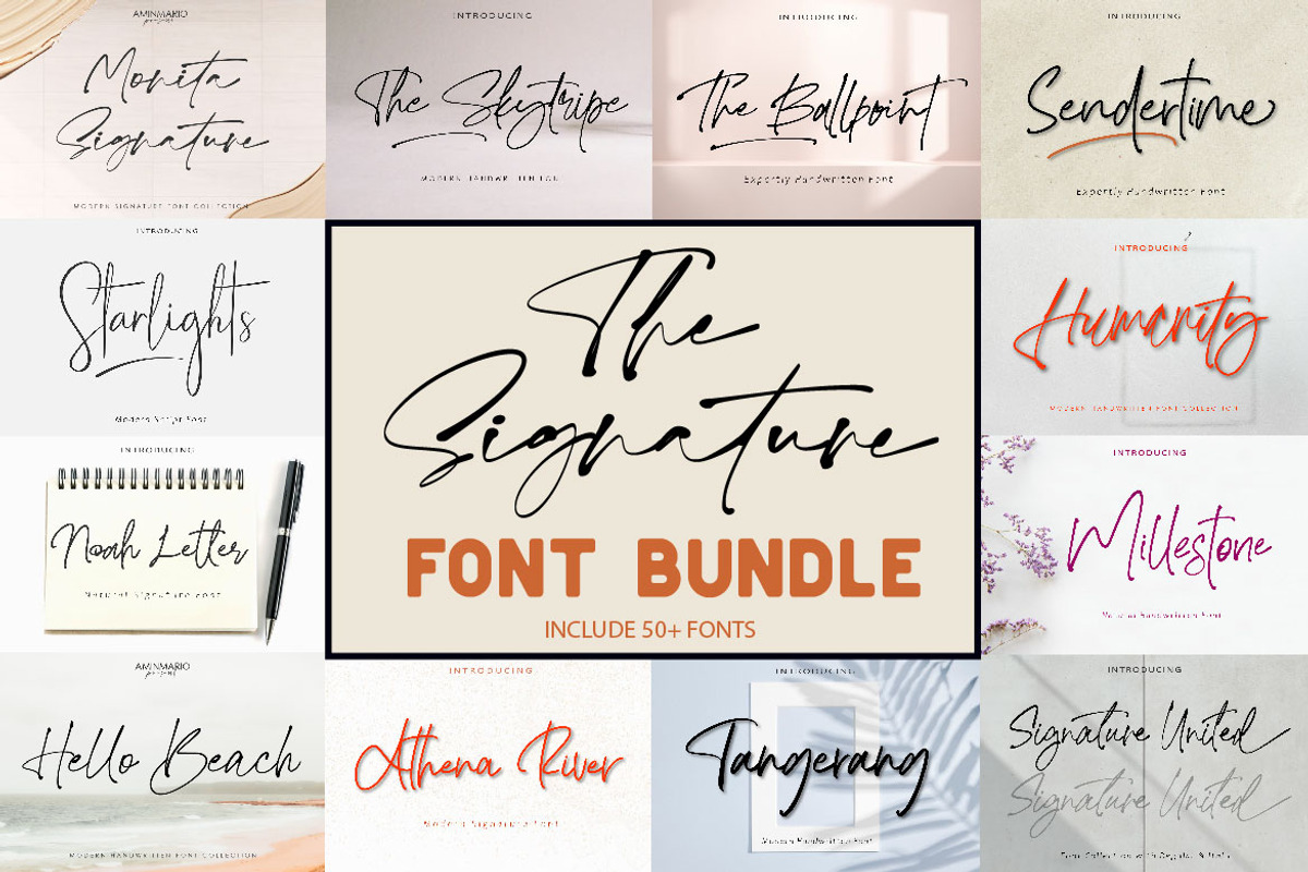 BEST SALE! The Signature Font Bundle, a Script Font by AMINMARIO (Photo 21 of 21)