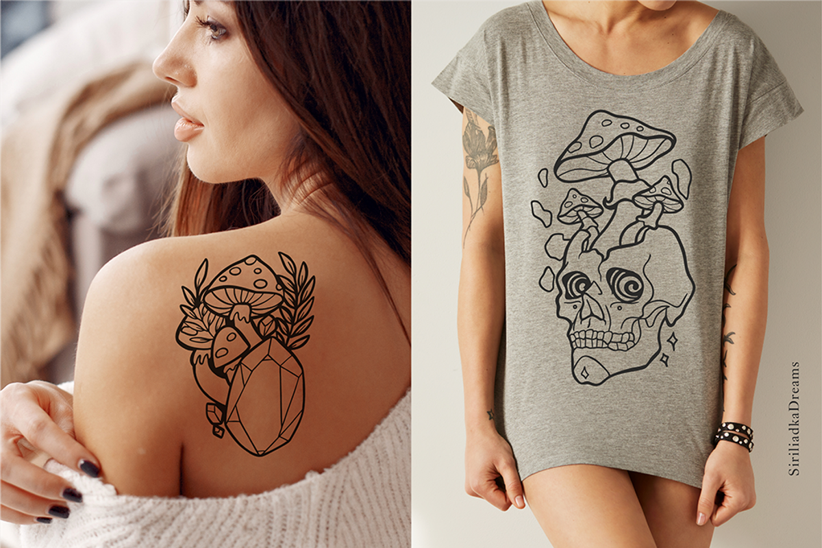 Mushrooms and skulls silhouette cutt, an Illustration by Siriliadka Dreams (Photo 9 of 9)