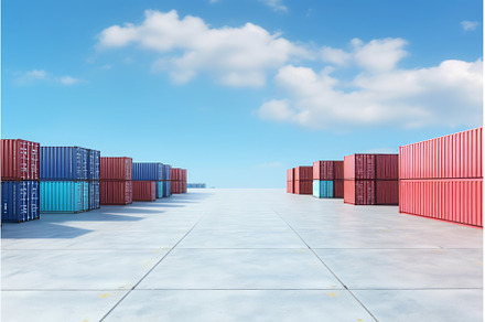 Container yard business with blue, a Transportation Photo by Ylivdesign