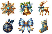 Blue and Gold Christmas Clipart, an Illustration by DreamArtGraphic (Thumbnail 4 of 5)
