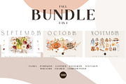Fall Bundle - 3 in 1 Watercolor Set, a Seasonal Illustration by Kaleriia (Thumbnail 1 of 4)