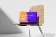 Macbook Pro on Chair Mockup, a Wearable Device Mockup by swsi-studio (Thumbnail 3 of 5)