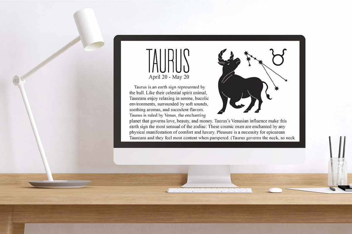 Black and White Zodiac Signs Vector, a Decorative Illustration by Vibérains (Photo 5 of 9)