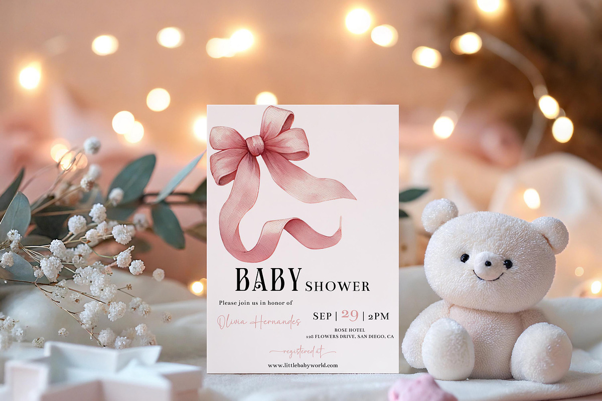Pink Coquette Baby Shower Invite, an Invitation Template by LucaTheme (Photo 3 of 5)