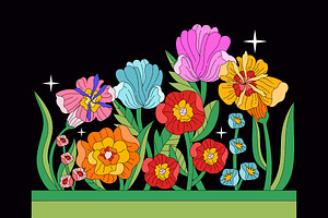 Black Botanical Garden Illustration, an Illustration by graphicook