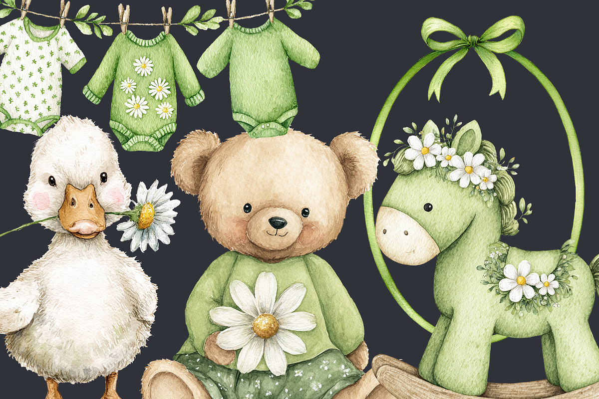 Daisy Nursery 51 PNG, 8 JPG, a Decorative Illustration by EleSArtDesign (Photo 4 of 4)