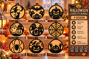 Halloween Ornaments Laser Cut SVG