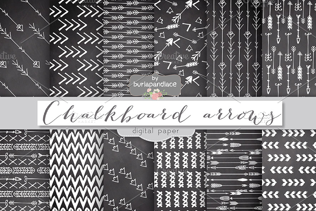 Chalkboard arrows digital papers