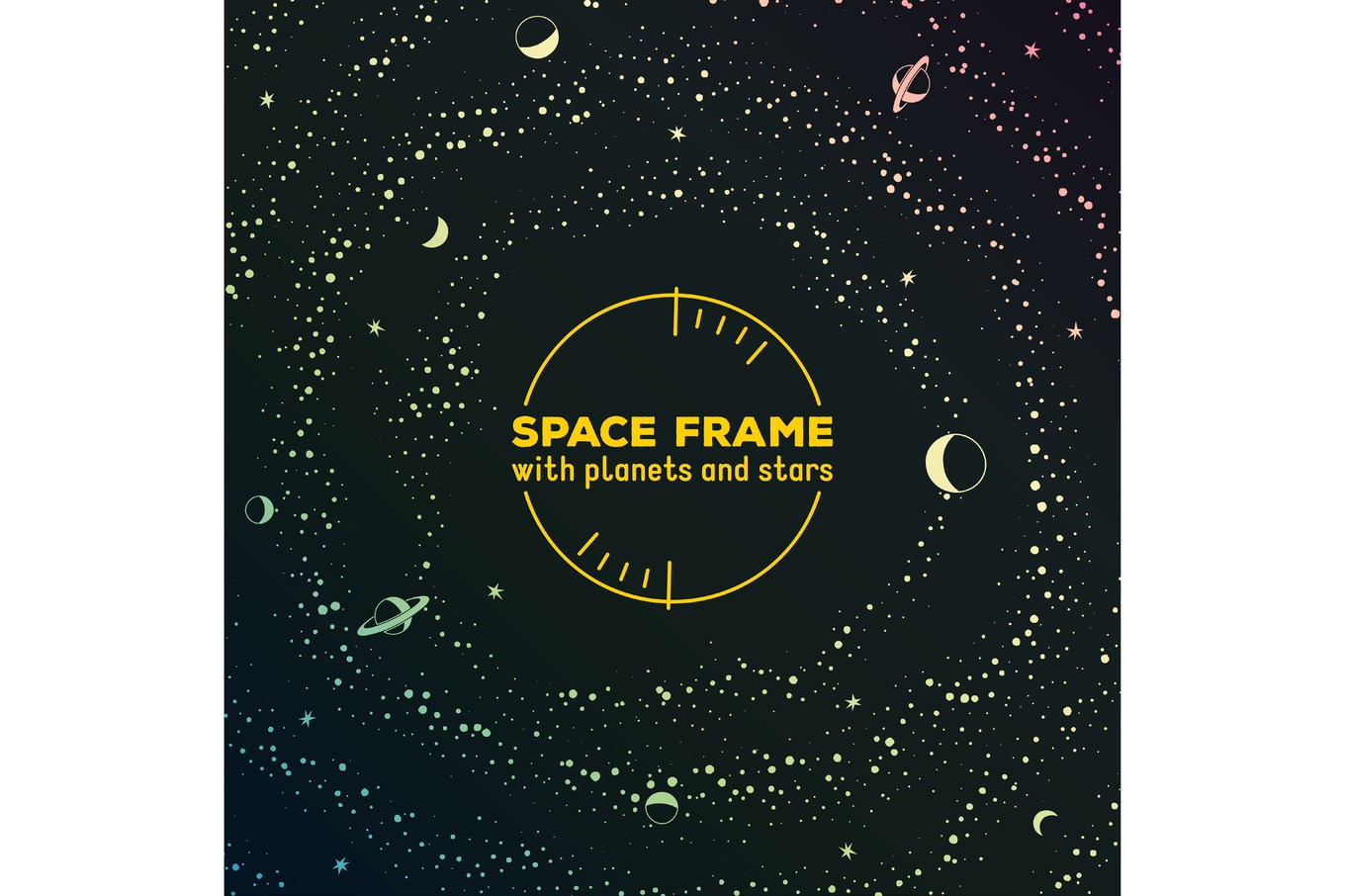 Retro futuristic frame with space, stars and planets, a Texture Graphic ...