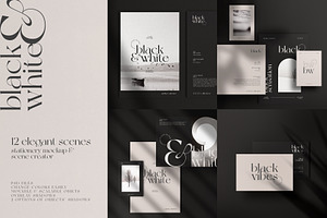 Black & White Stationery Mockup, a Books & Magazine Mockup by CarmineType