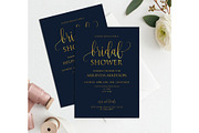 Navy Gold Bridal Shower Invitation,, an Invitation Template by DreamsClipArt (Thumbnail 1 of 2)