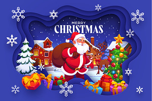 Merry Christmas holidays paper cut