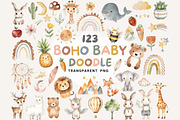Boho Baby watercolor Clipart PNG, an Animal Illustration by Coral Beauty (Thumbnail 1 of 9)